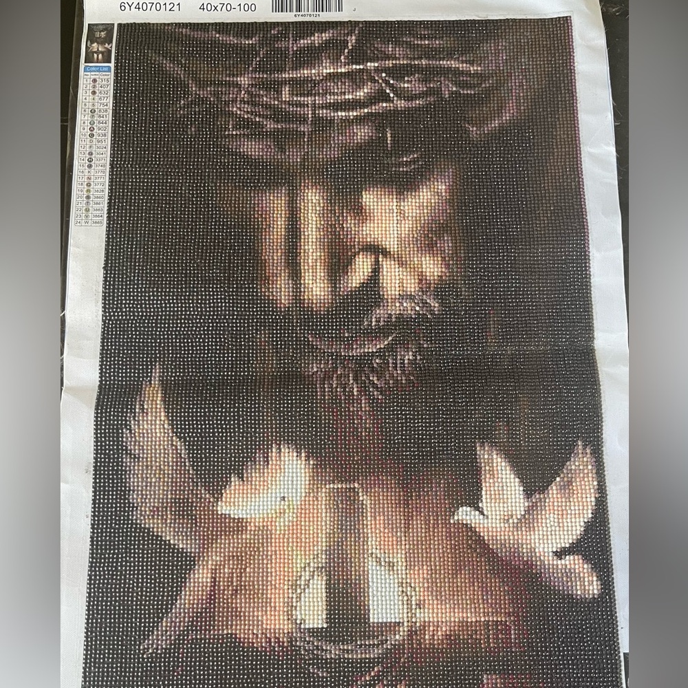 Jesus face and the Holy Spirit finished diamond painting